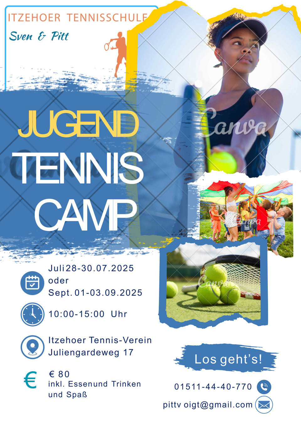 Jugend Tennis Camp Plakat des ITV Itzehoe
